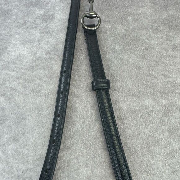 Authentic Gucci Black Gunmetal Horsebit Slim Belt 282349 90/36 - Picture 7 of 9